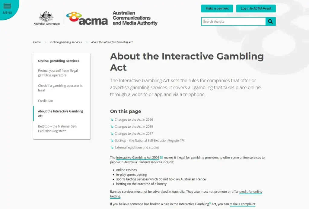 Current official view of ACMA